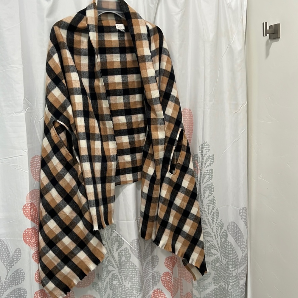 Plaid sweater/wrap/poncho